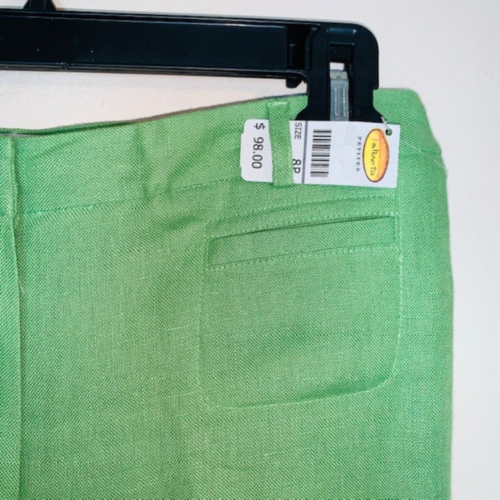 Talbots New Green Linen Pants Size 8P Petite - Picture 2 of 4